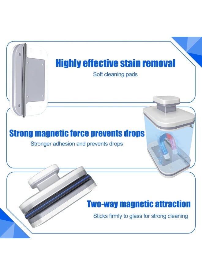 Arabest Magnetic Window Cleaner, Windshield Magnetic Car Window Cleaner Tool with Anti-Falling Rope, Track Cleaner and Dustpan Cleaning Brush, for Glass Thickness 18-30mm - Image 2